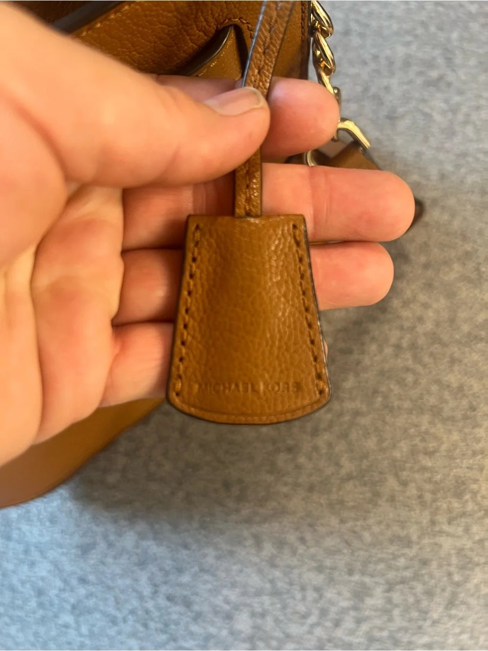 Michael Kors Chestnut Pebbled Leather Shoulder Bag with Gold Tone Hardware